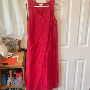 J. Jill Red Sleeveless Midi Dress Linen